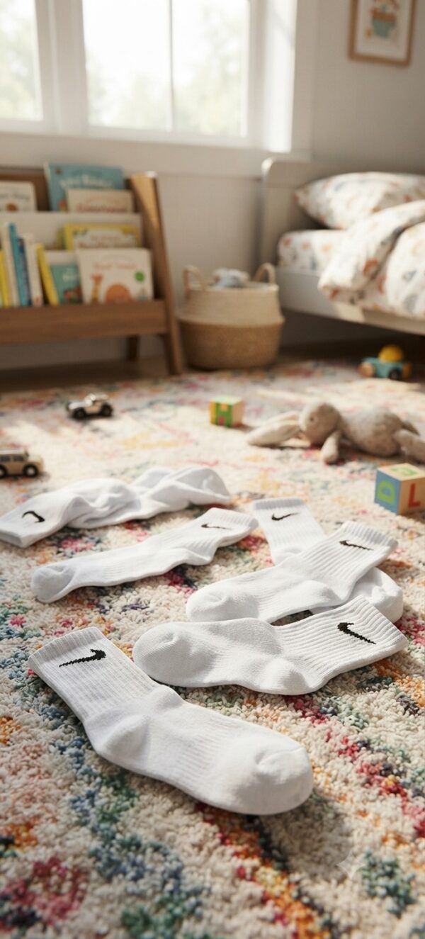 Media caña kids Nike blanca