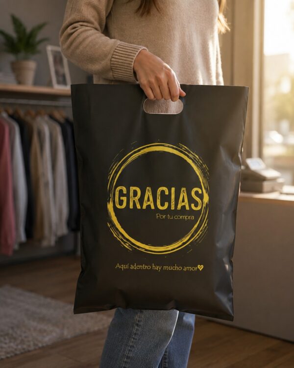 Bolsa Regalo Negra y dorada Riñon 40 x 50cm.