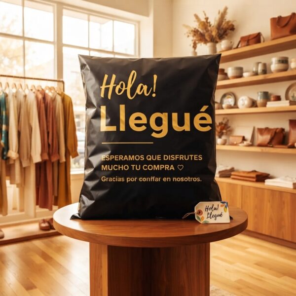 Bolsas Hola Llegue - Negra - Envios Ecommerce con adhesivo 30x45 Inviolable