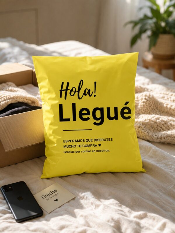 Bolsas Hola Llegue  Amarilla Envios Ecommerce 20x35 Con Adhesivo